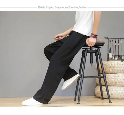 Linen Pants with Straight Cut, Elastic Waist