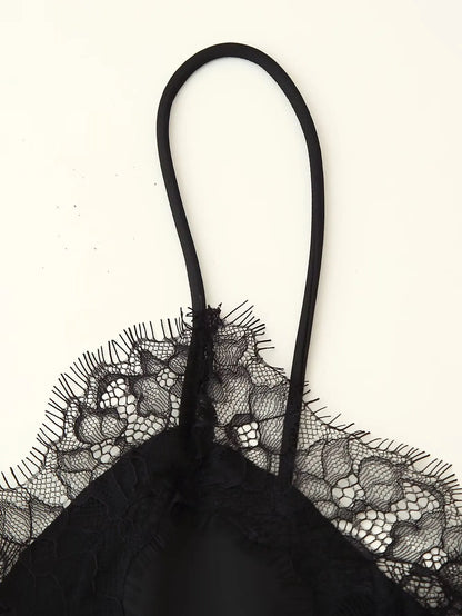 Lace panel slip dress