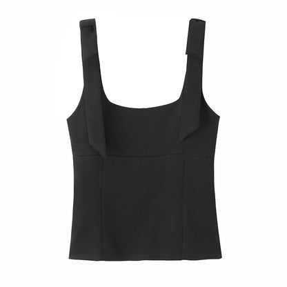 Tops verano Sexy sin mangas arco cuello cuadrado
