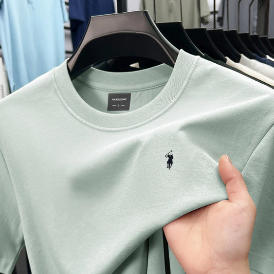 Cotton and linen short-sleeved shirt