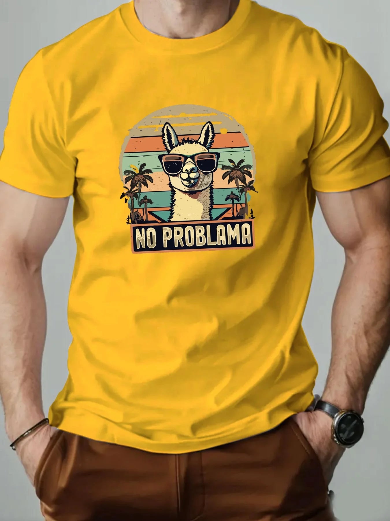 100% Cotton T-shirt with Alpaca print