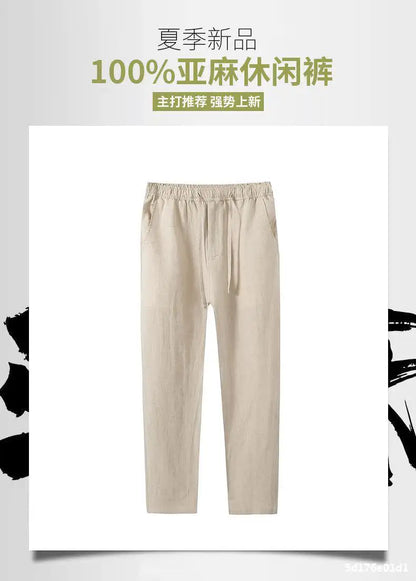 Ankle-length casual linen pants