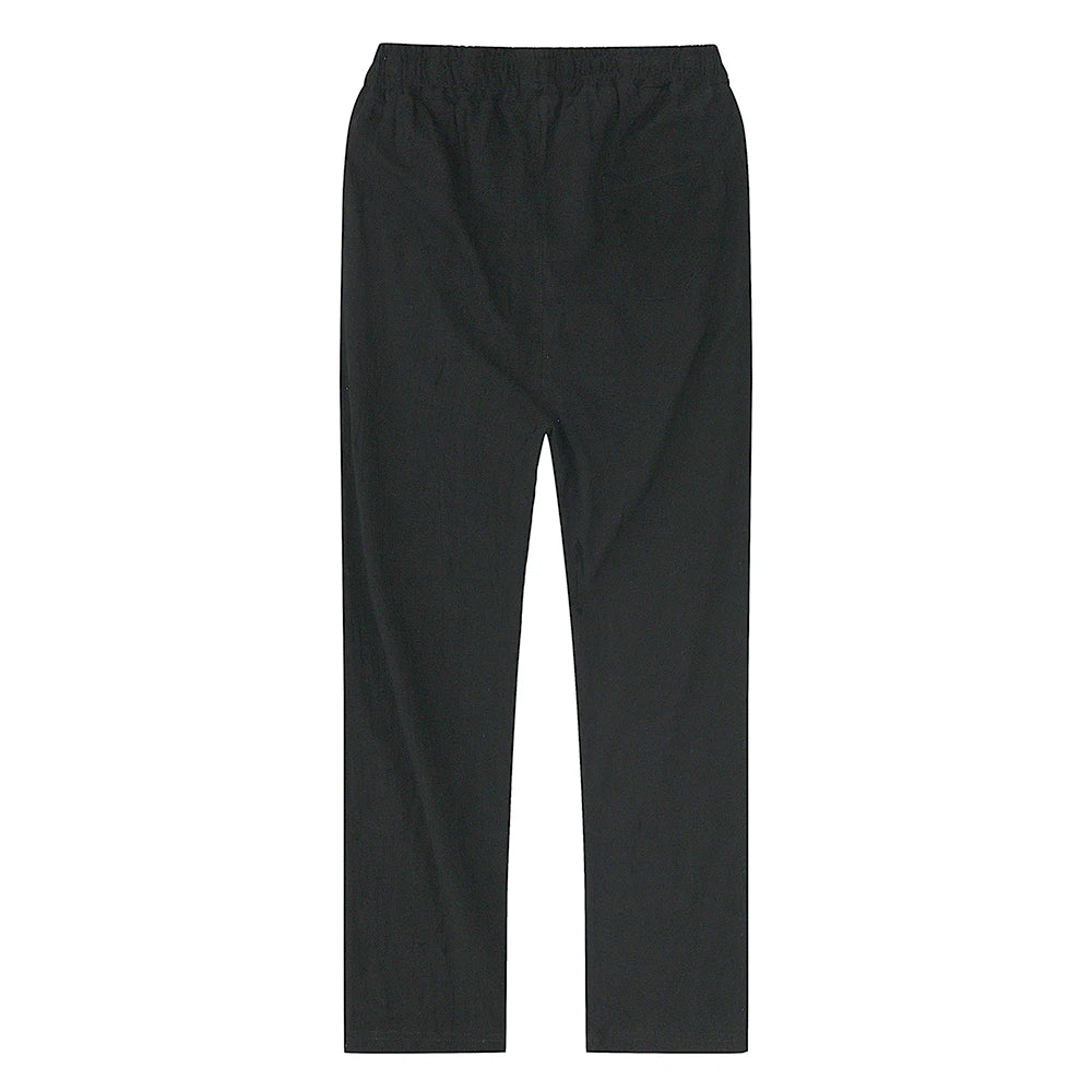 Solid color linen and cotton trousers