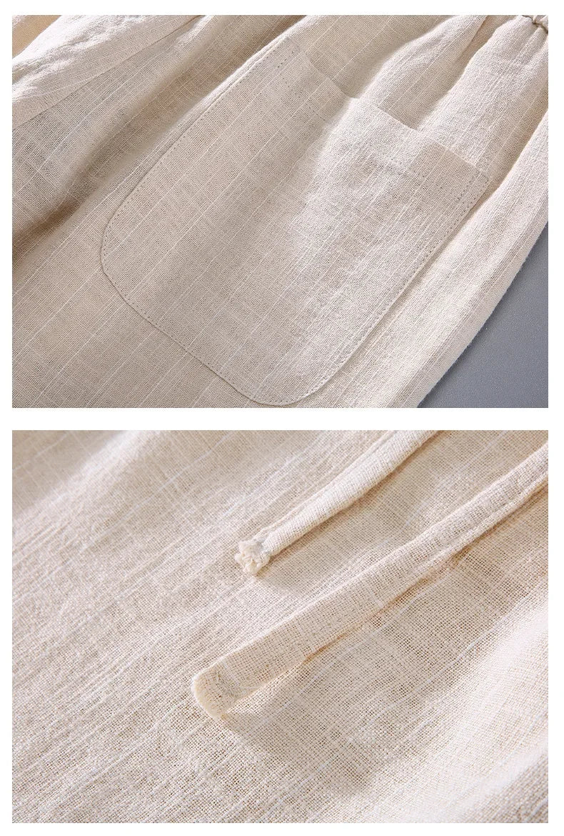 Breathable Linen and Cotton Casual Style Pants