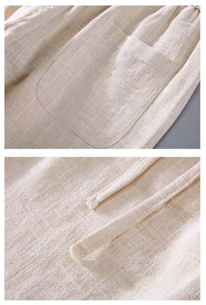 Breathable Linen and Cotton Casual Style Pants
