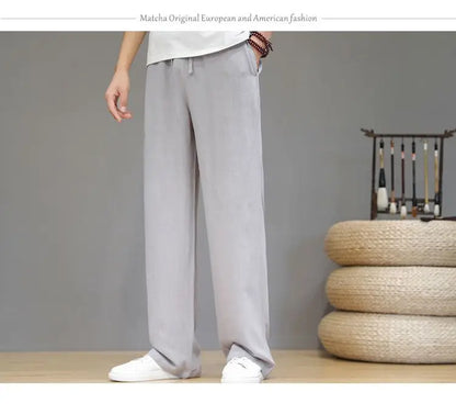 Linen Pants with Straight Cut, Elastic Waist
