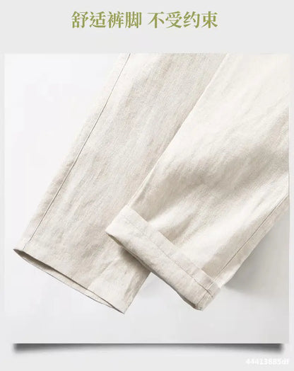 Ankle-length casual linen pants