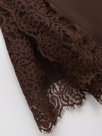 Sexy lace-textured satin tops