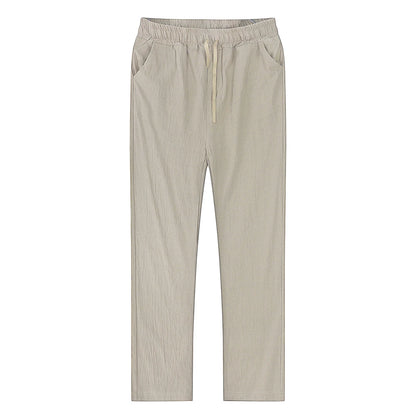 Solid color linen and cotton trousers