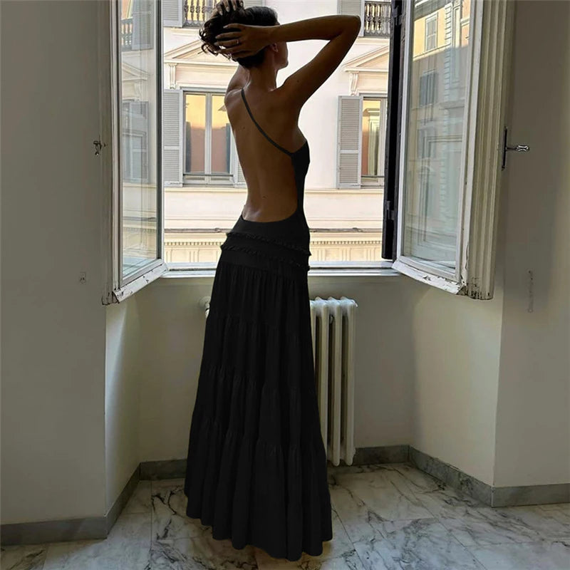 Sexy Sleeveless Spaghetti Strap Backless Evening Dress