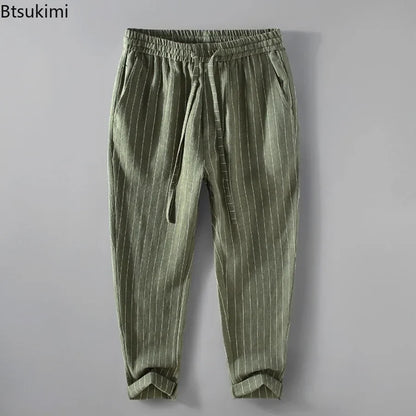 Breathable Linen and Cotton Casual Style Pants