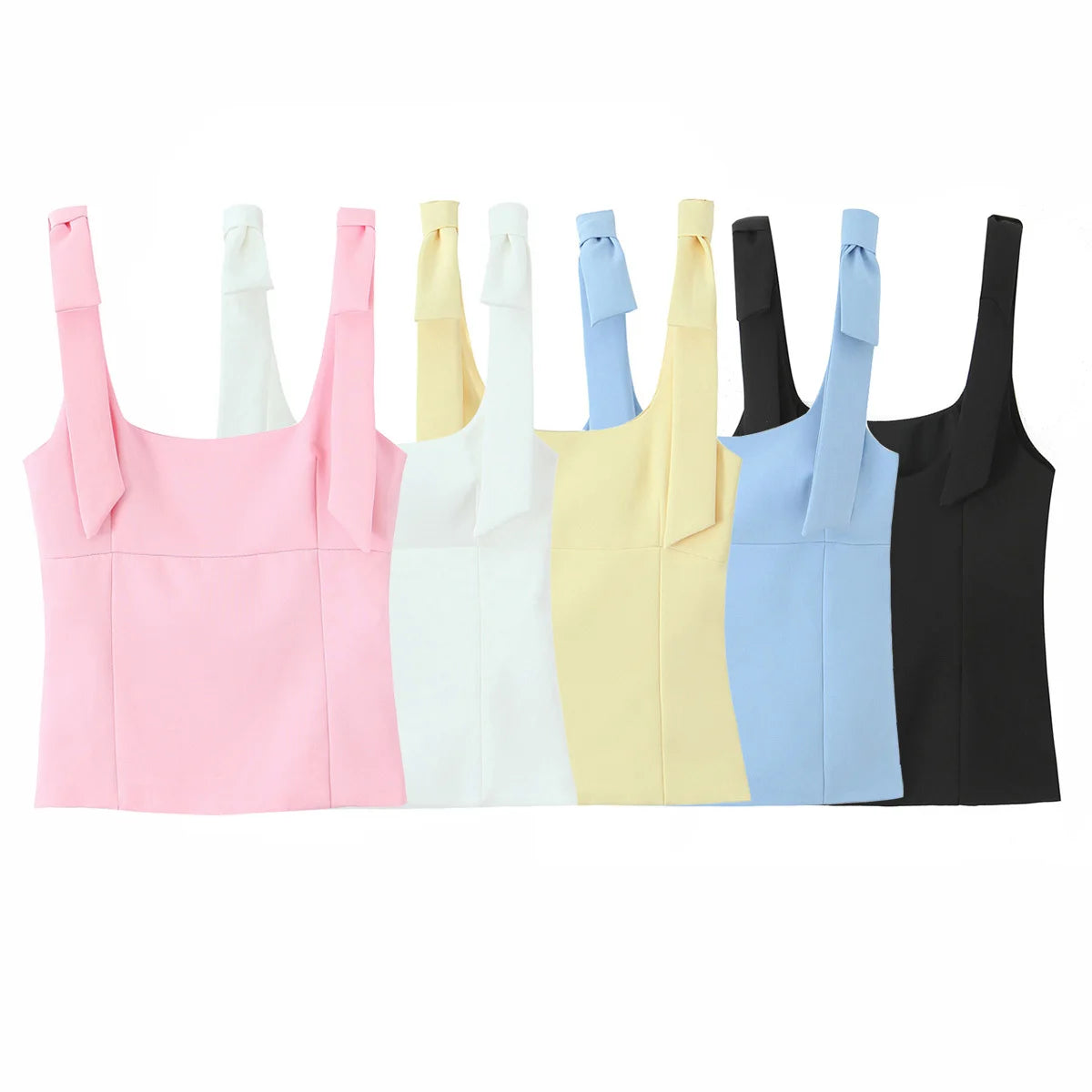 Tops Mujer verano Sexy sin mangas arco cuello cuadrado