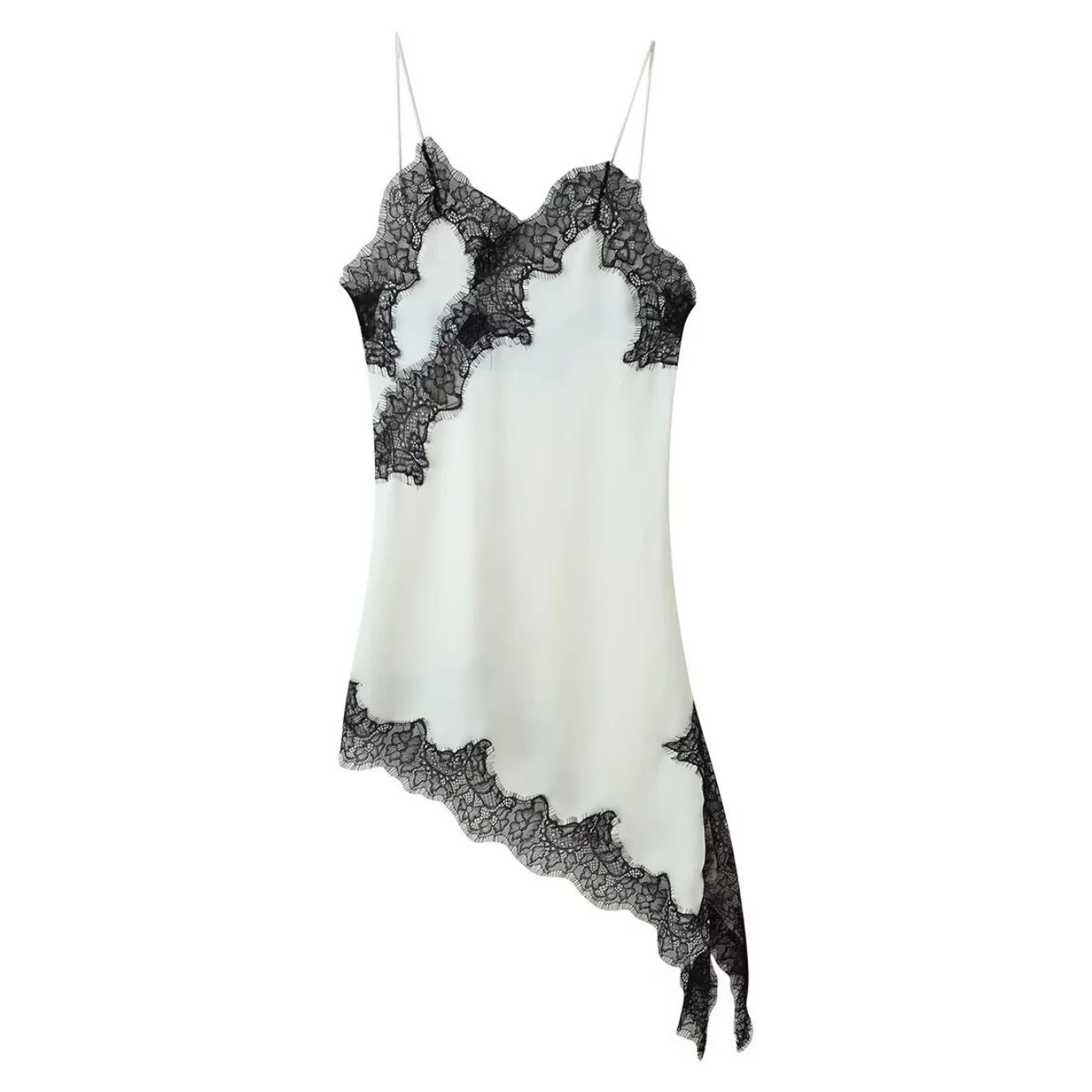 Lace panel slip dress