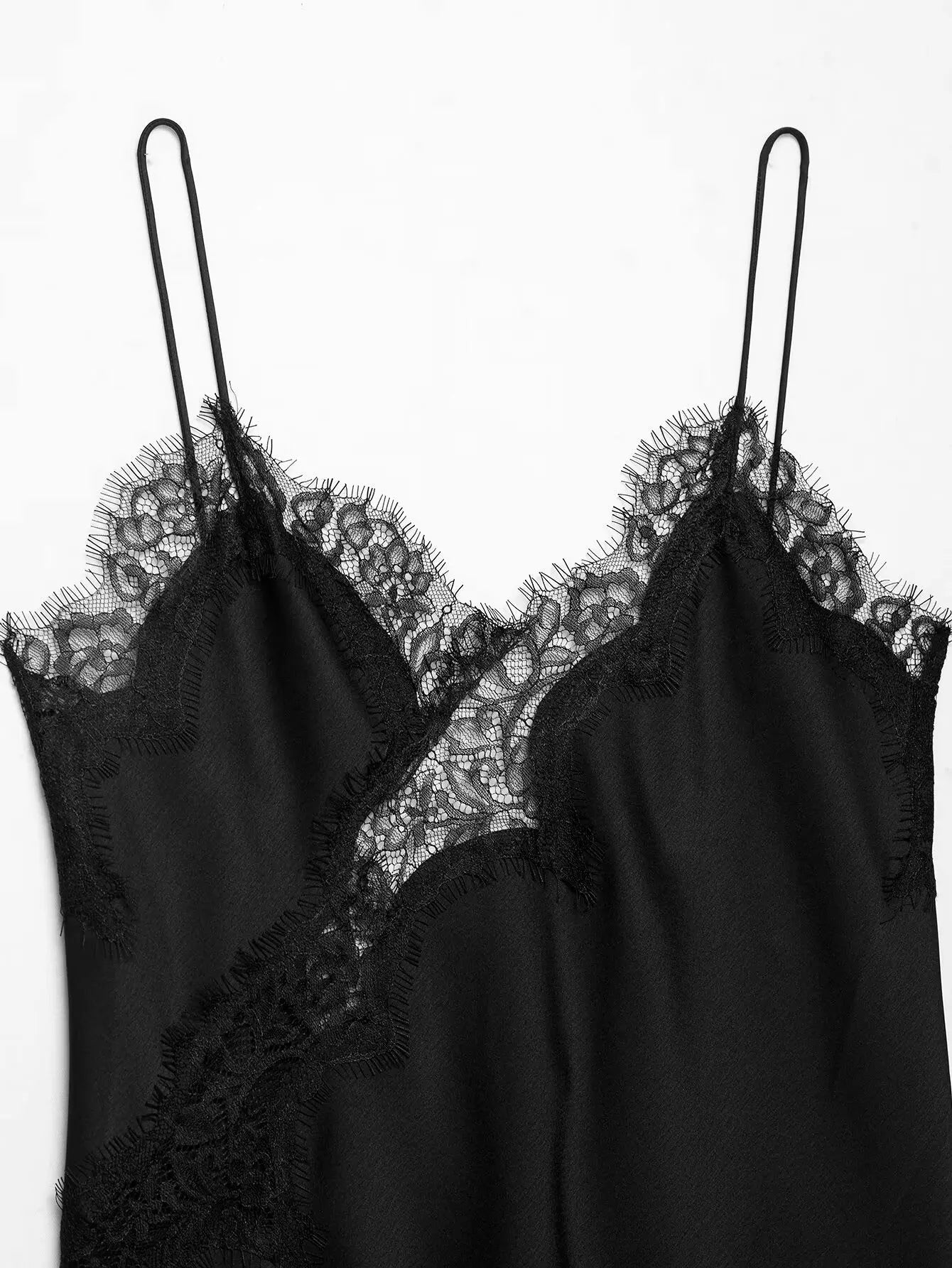 Lace-paneled camisole tops