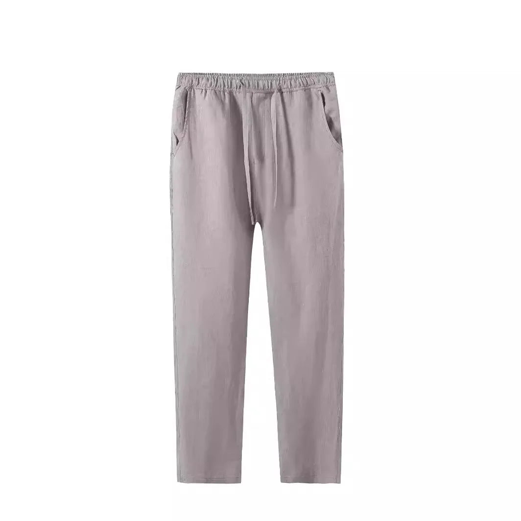 Ankle-length casual linen pants