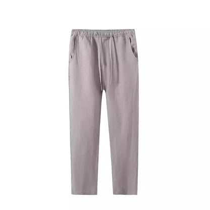 Ankle-length casual linen pants