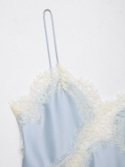 Lace-paneled camisole tops