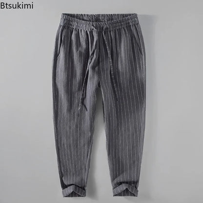 Breathable Linen and Cotton Casual Style Pants