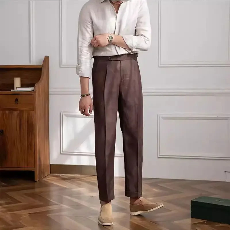 Pantalones italianos de Nápoles 100% de lino