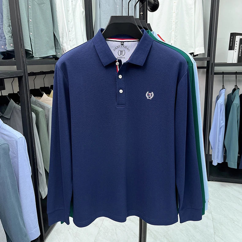 Polo de manga larga de algodón de seda