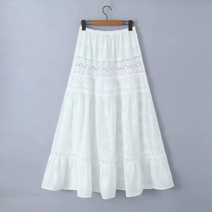 2-piece white spring outfit for women, sexy cotton matching set, lace skirt set, summer beach vacation dress, female outfit 2025