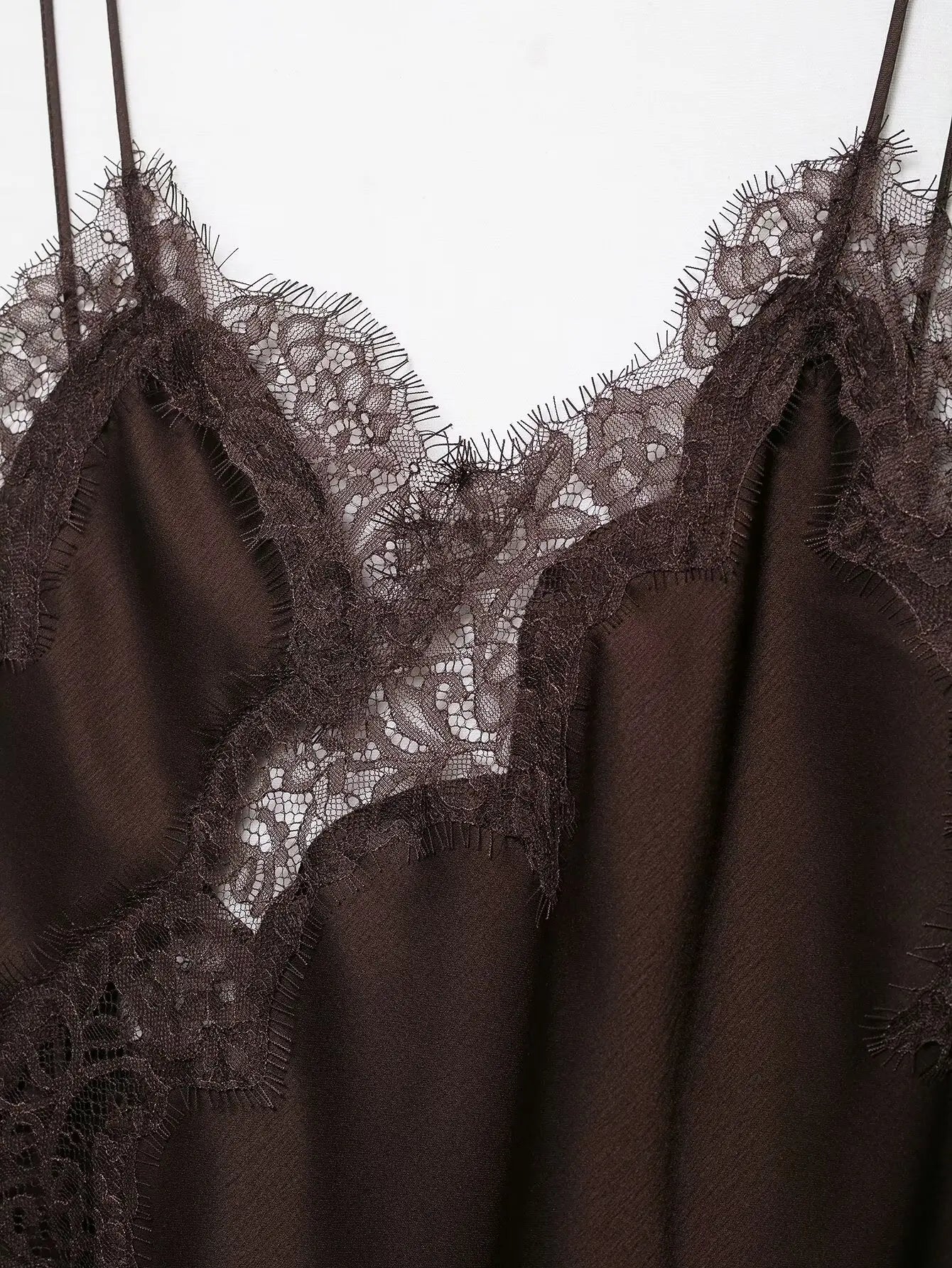 spliced satin lace sheer dress