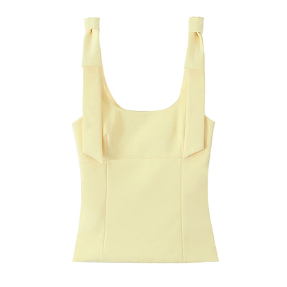 Tops verano Sexy sin mangas arco cuello cuadrado