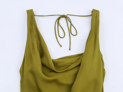 vestido con volantes Casual ajustado sin mangas Midi
