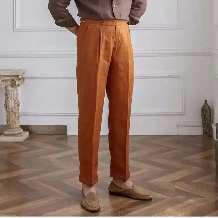Pantalones italianos de Nápoles 100% de lino