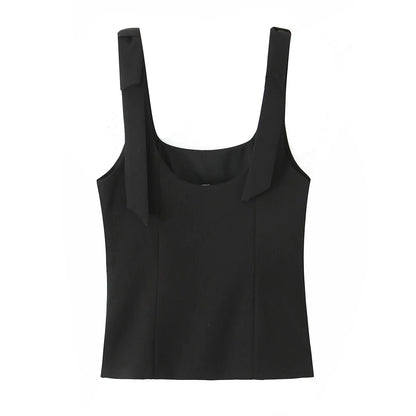 Tops Mujer verano Sexy sin mangas arco cuello cuadrado