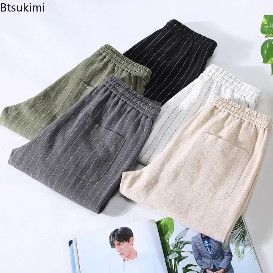 Breathable Linen and Cotton Casual Style Pants
