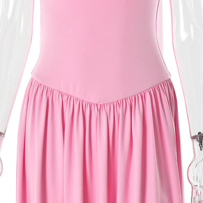 vestido largo sin mangas con cuello en U