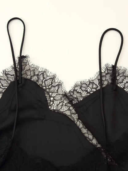 Lace panel slip dress