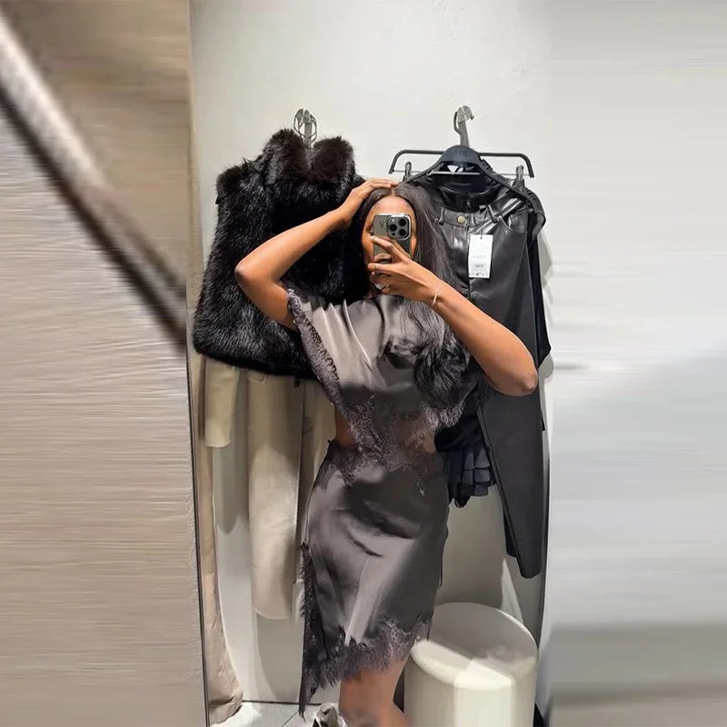 Sexy lace patchwork dress