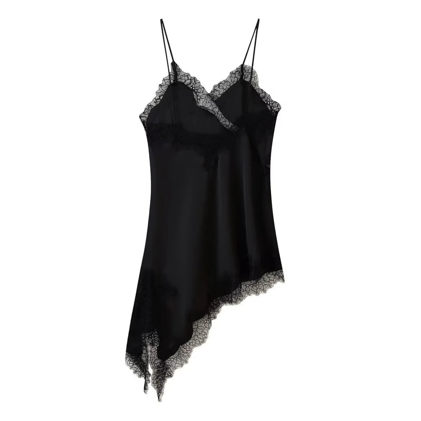 Lace panel slip dress