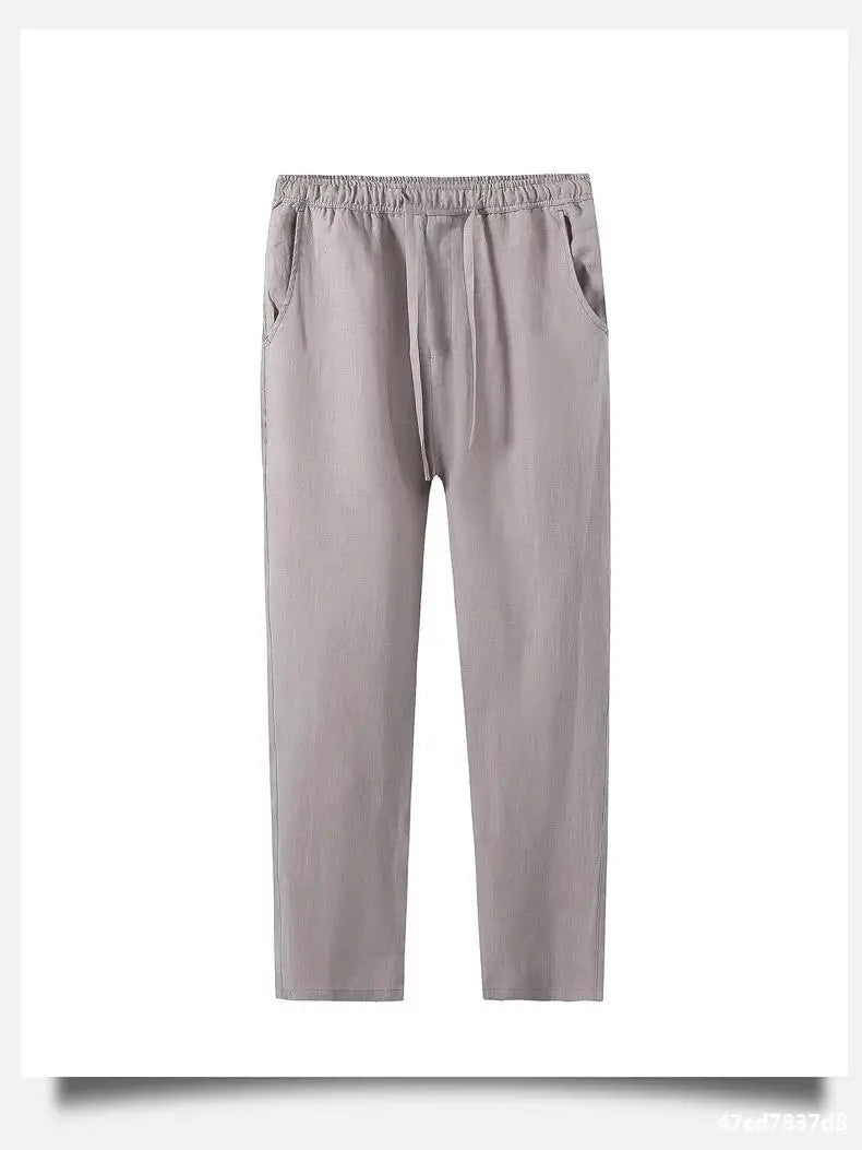 Ankle-length casual linen pants