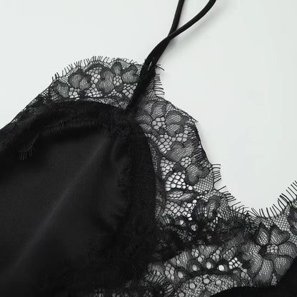 Women's tops lace trim ruffle asymmetrical hem