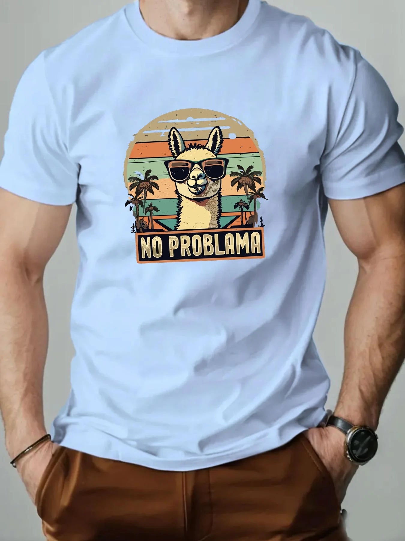 100% Cotton T-shirt with Alpaca print