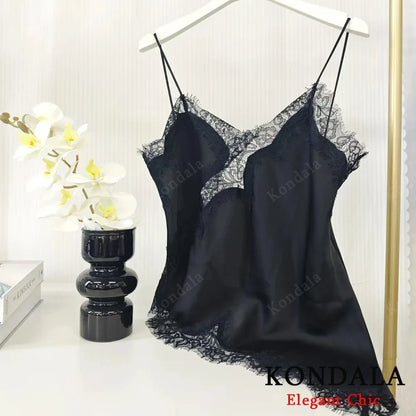 Women's tops lace trim ruffle asymmetrical hem