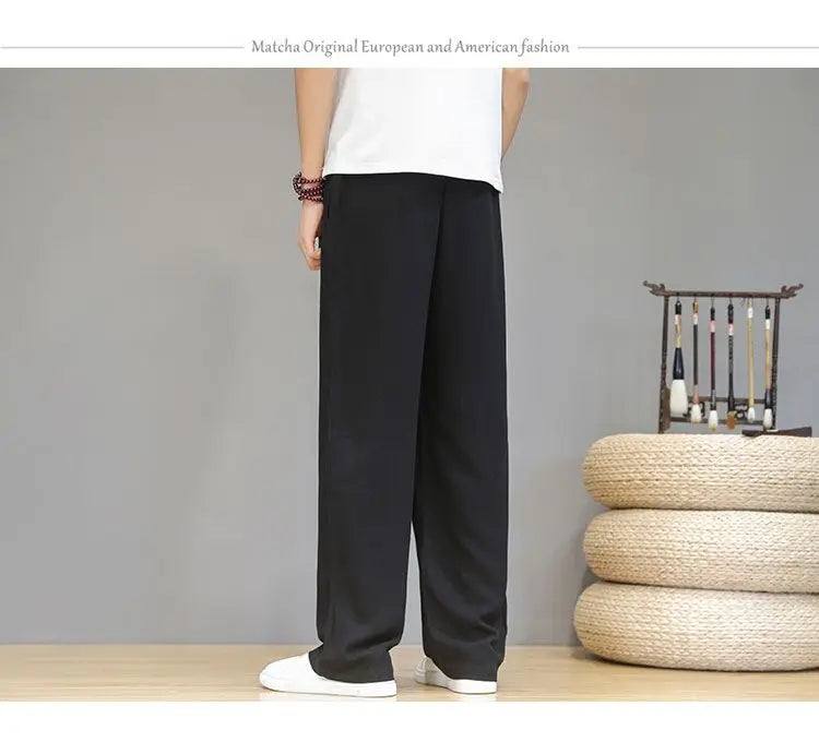 Linen Pants with Straight Cut, Elastic Waist