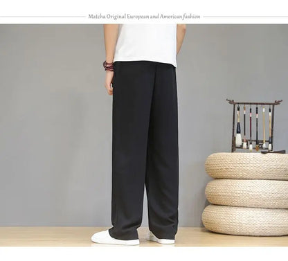 Linen Pants with Straight Cut, Elastic Waist