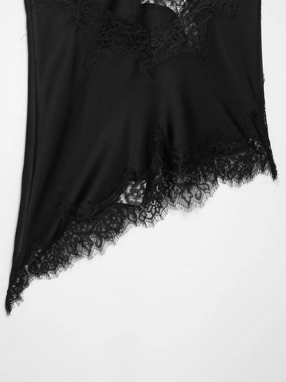 Lace-paneled camisole tops