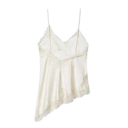 Lace-paneled camisole tops