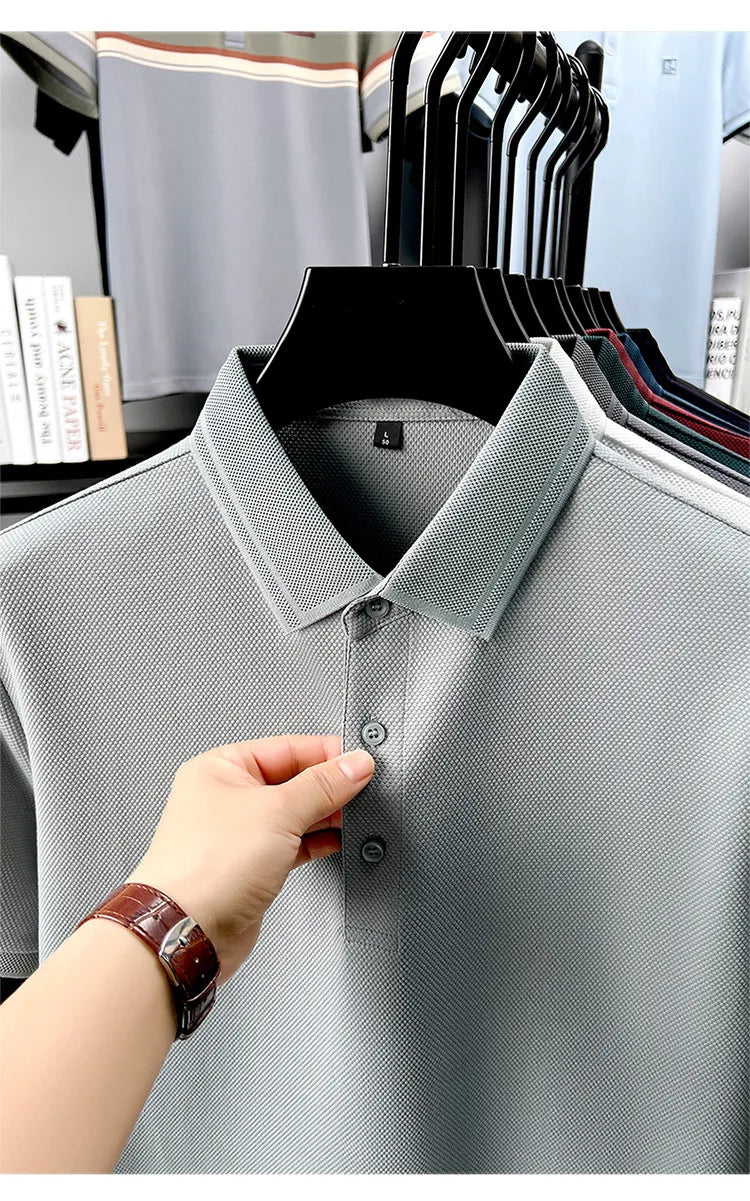 Polo de 76% algodón para hombre: tela texturizada transpirable