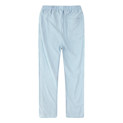Solid color linen and cotton trousers