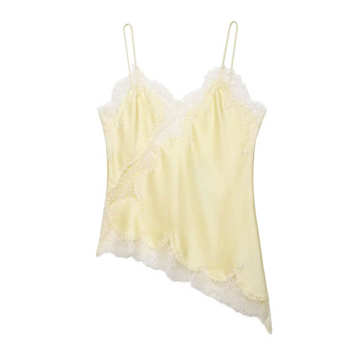 Lace-paneled camisole tops