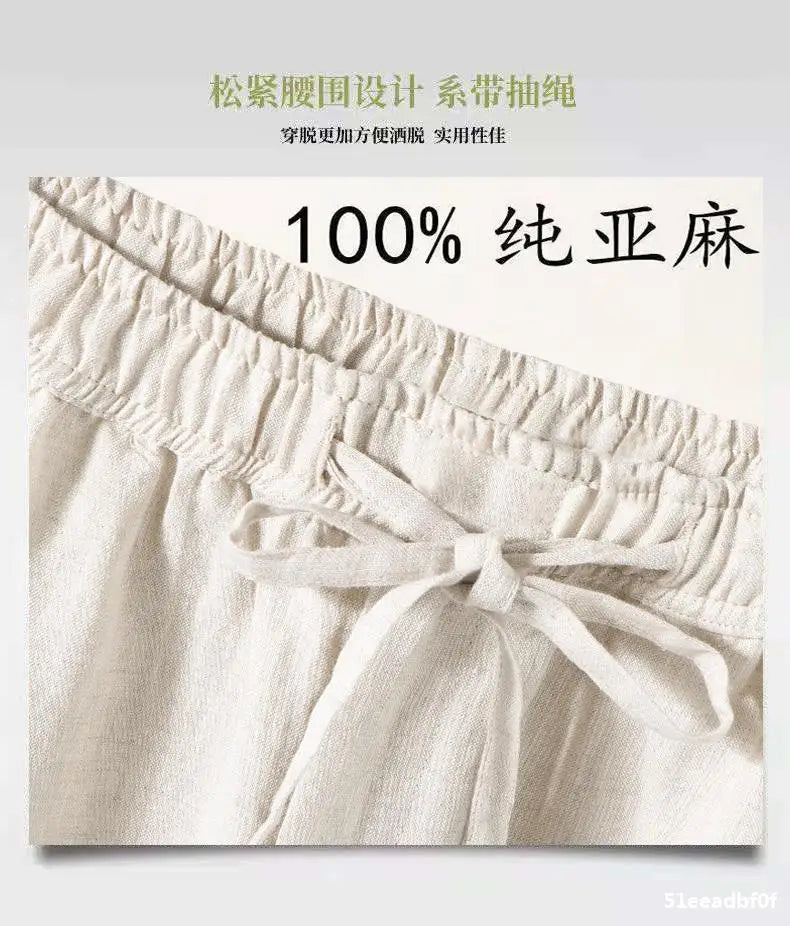 Ankle-length casual linen pants