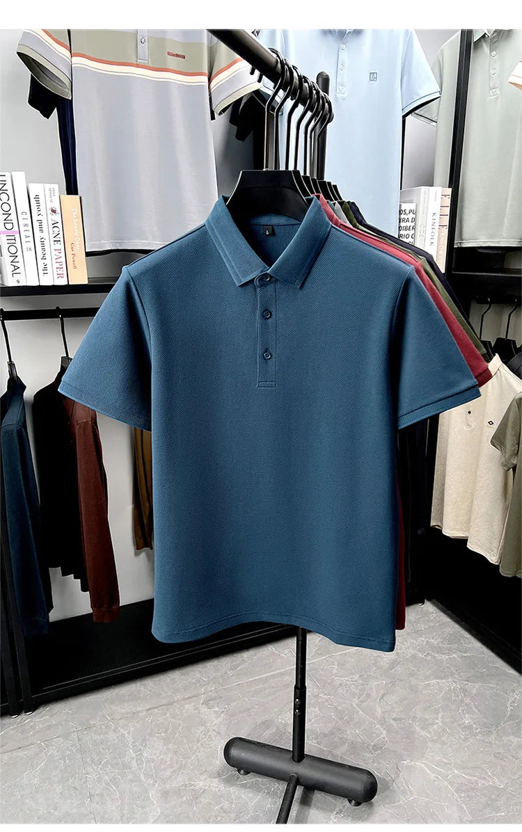 Polo de 76% algodón para hombre: tela texturizada transpirable