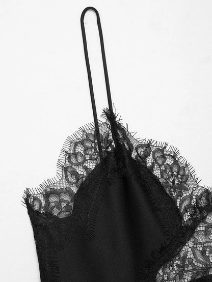 Lace-paneled camisole tops