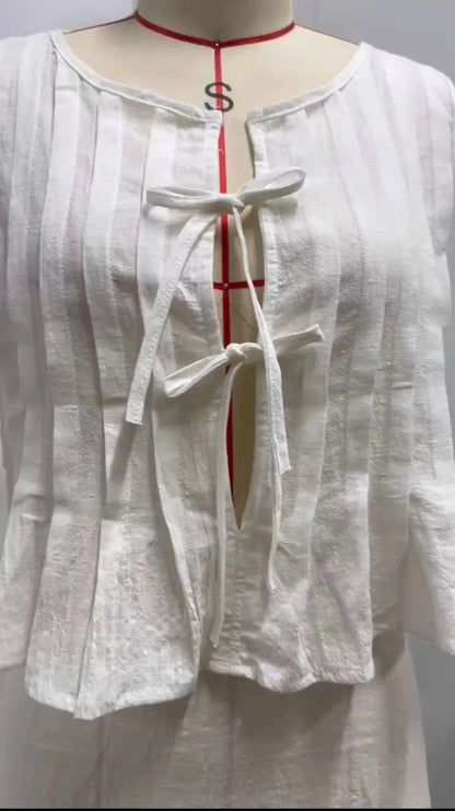falda de lino de algodón,chaleco con cordones